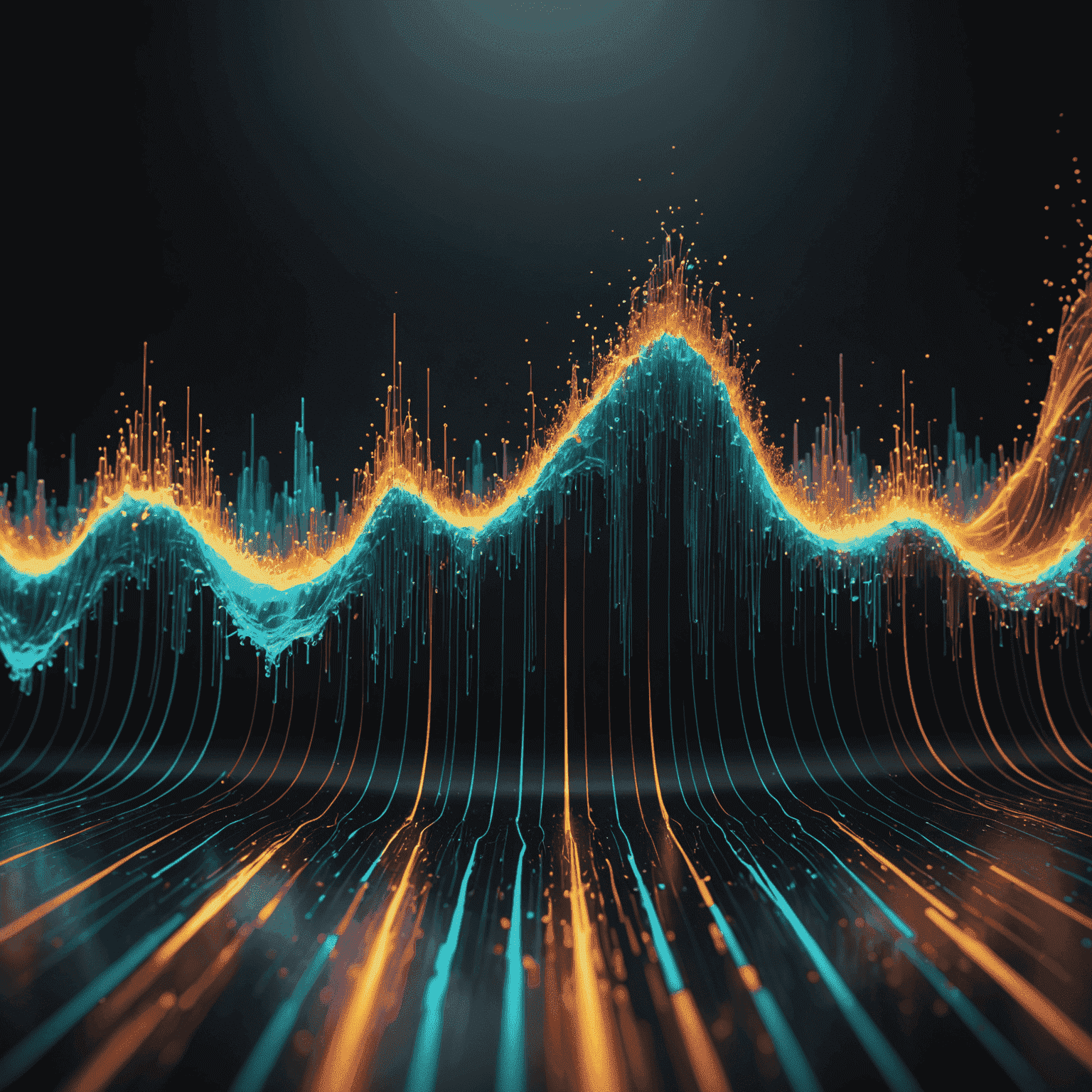 A dynamic visualization of sound waves transforming a movie scene from silent to vibrant, showcasing the power of sound design